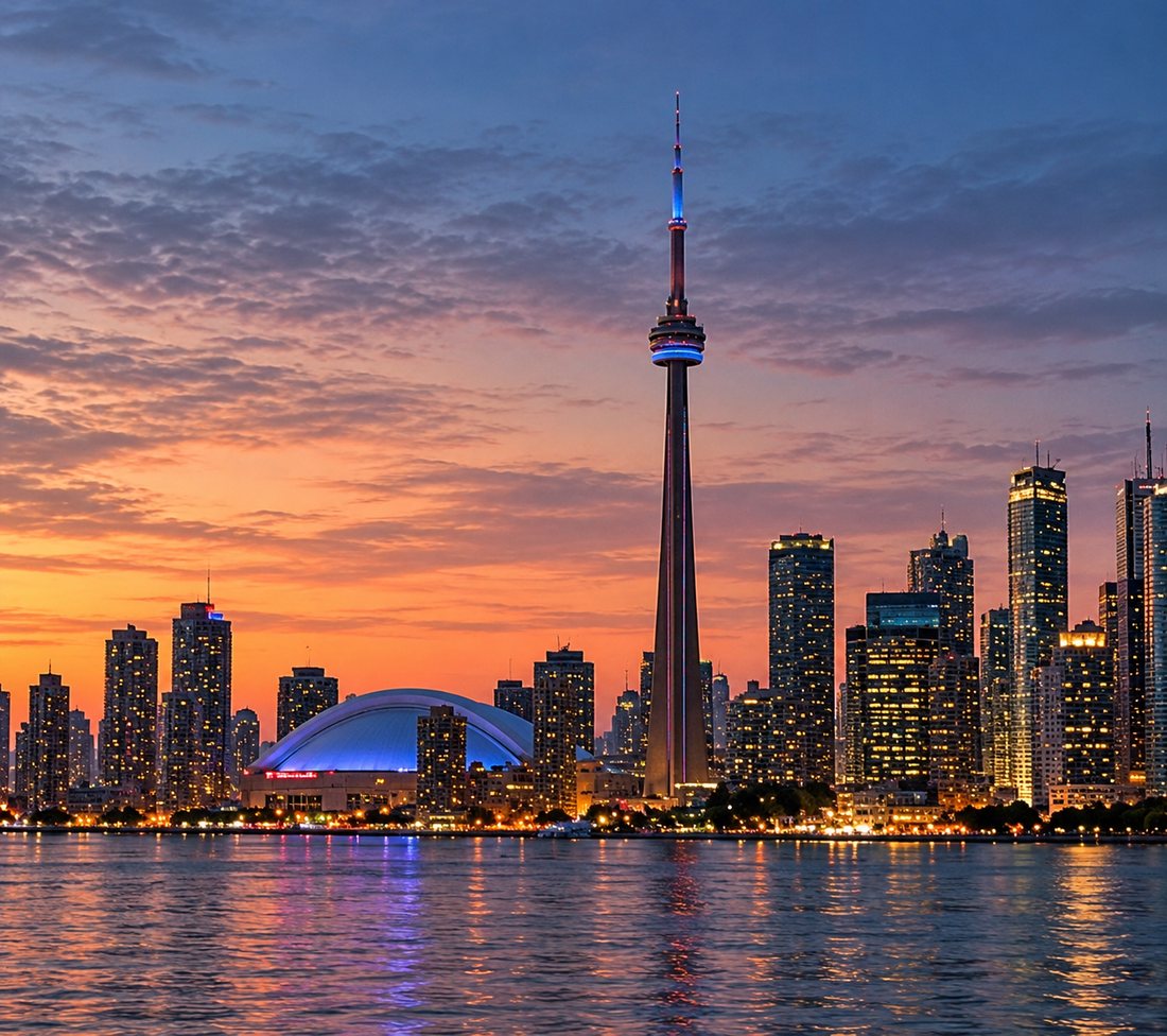 Toronto skyline at dusk