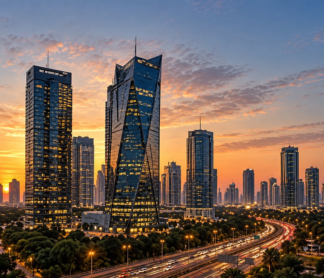 India skyline at dusk